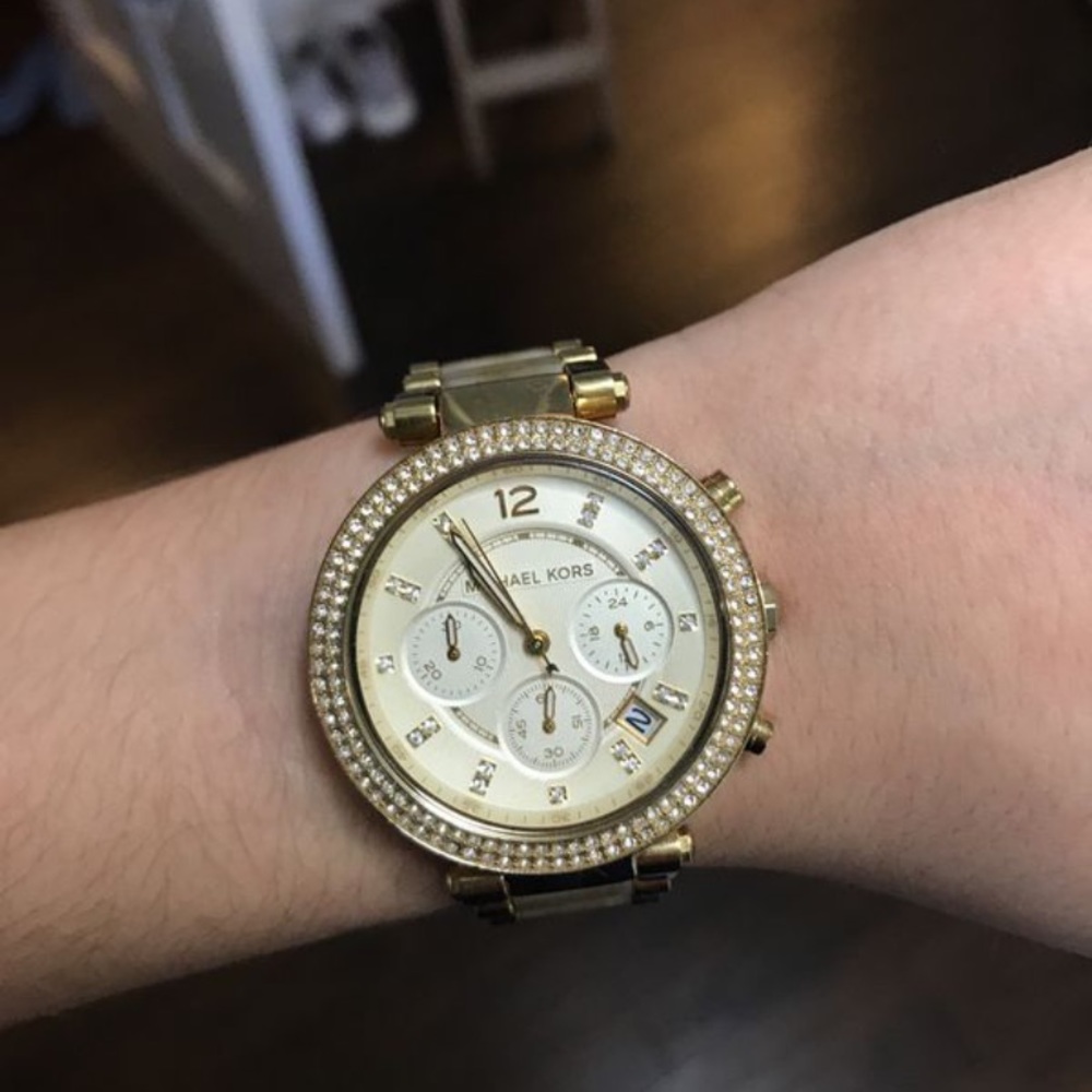 Cream colored MK watch